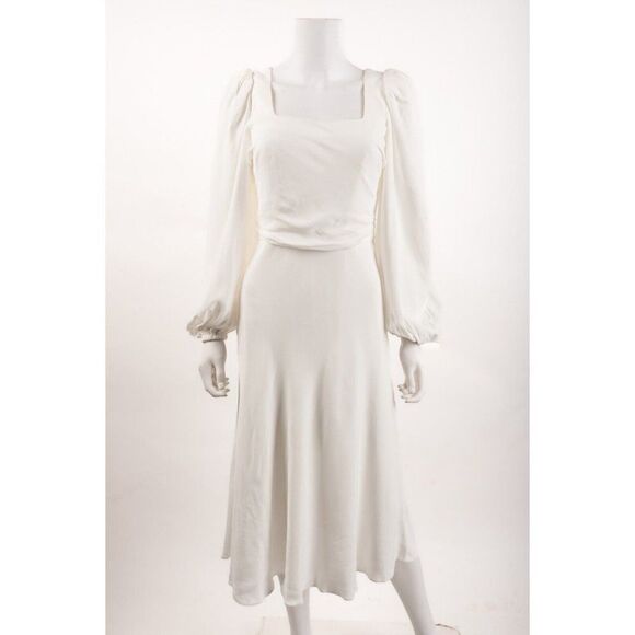 Ungaro Womens Margot Balloon-Sleeve Midi-Dress Size XS Ivory Ecru $595 NWT - Picture 2 of 7